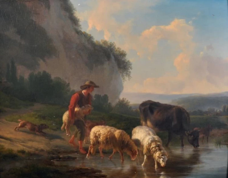 Balthasar Ommeganck - Animali alla fonte